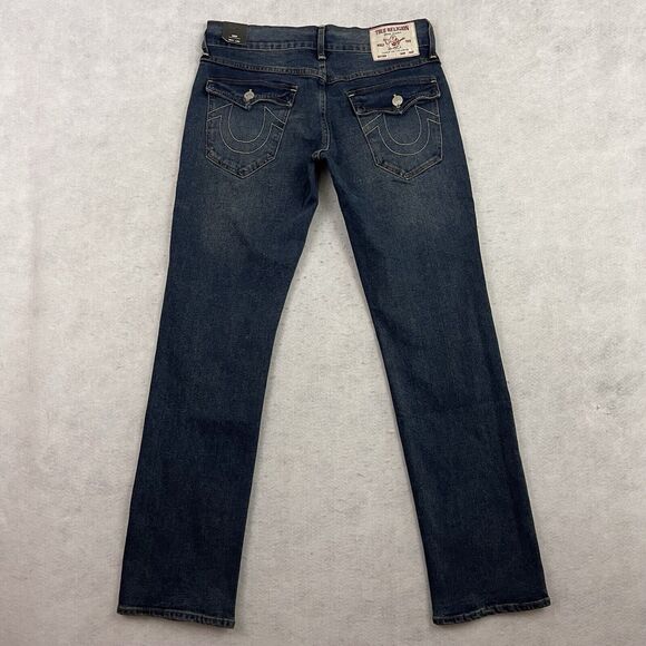 True Religion Ricky Big T Flap Relaxed Straight Jeans Mens Size 31X34 Blue Denim - Picture 4 of 16